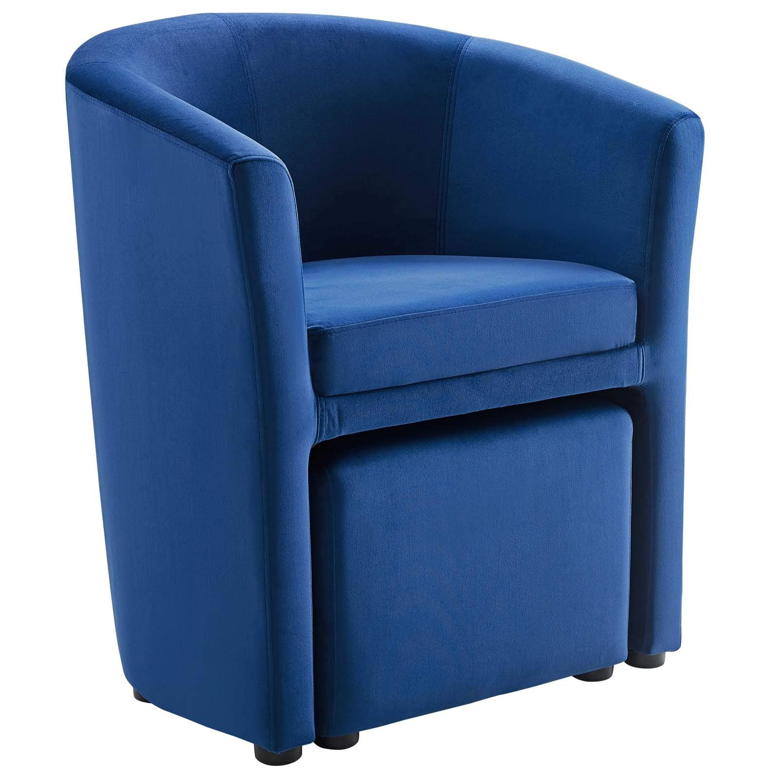 Modway Divulge Performance Velvet Armchair And Ottoman Set In Navy